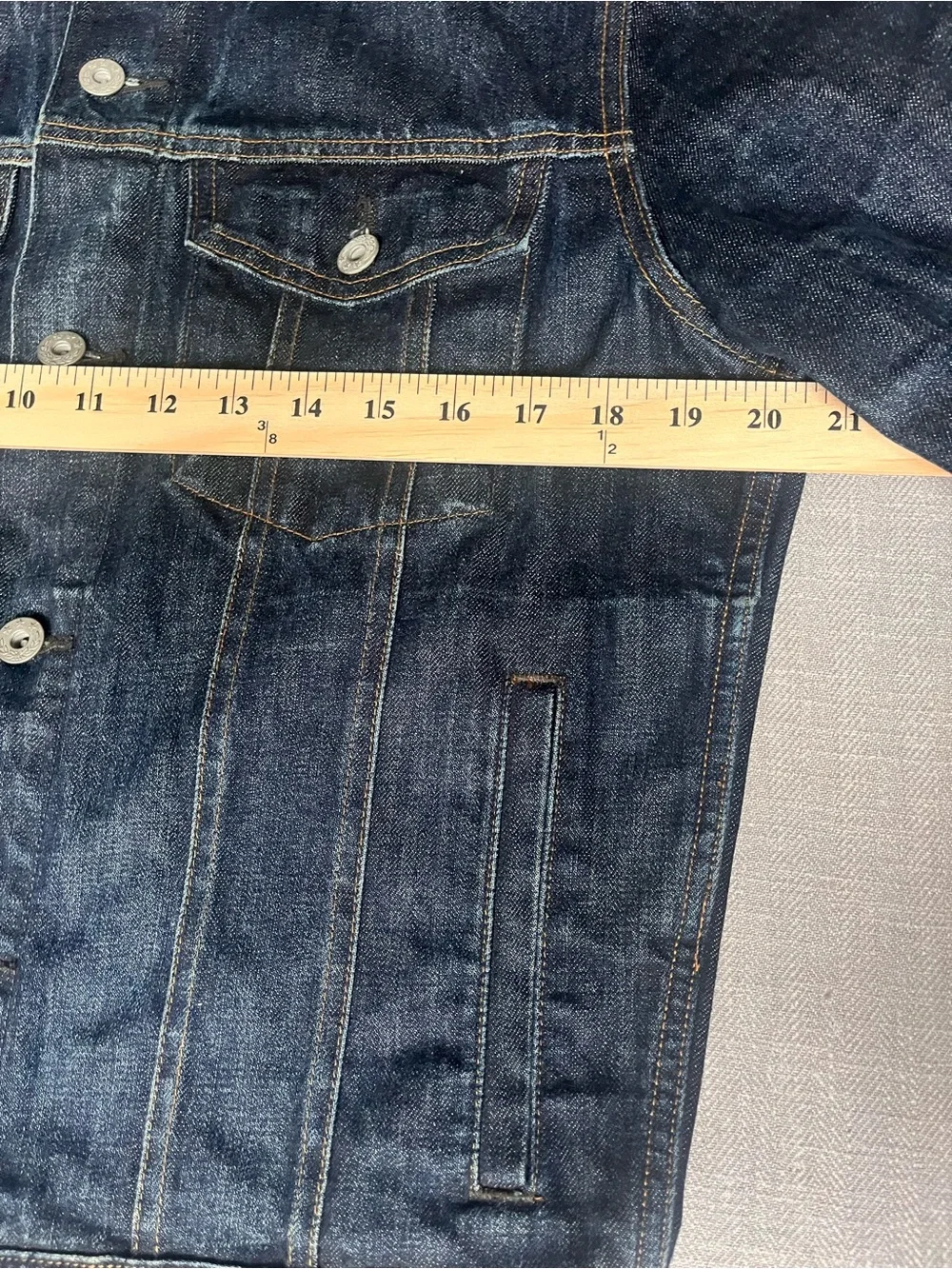 Men's Kaihara Japanese Denim Classic Trucker Jacket in Dark Indigo Wash